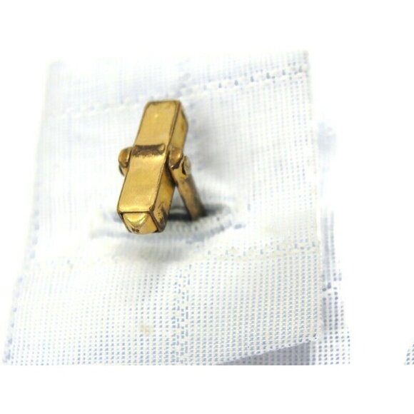 Vintage Signed Swank 1/20 12KGF Cufflinks Small Square Etched Lines Tuxedo Shirt - Picture 12 of 12